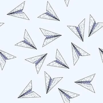 Pattern fold paper plane sketch hand drawn black イラスト素材