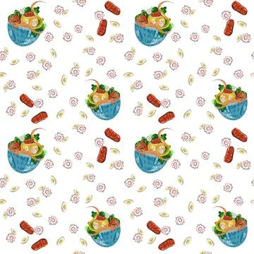 Pattern food, Asia  Stock Illustration