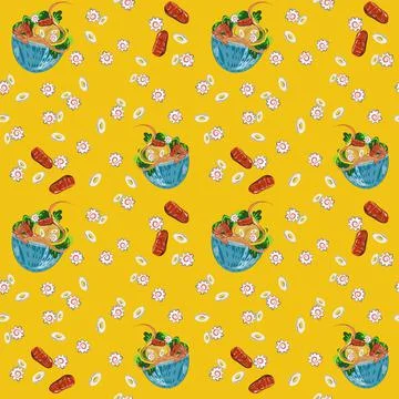 Pattern food, Asia  Stock Illustration