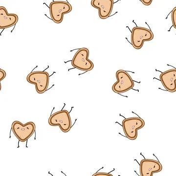 Pattern food cookie character cartoon vector Stock Illustration