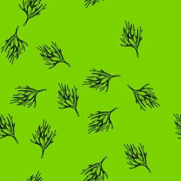 Pattern food dill sketch hand drawn Ilustração Stock