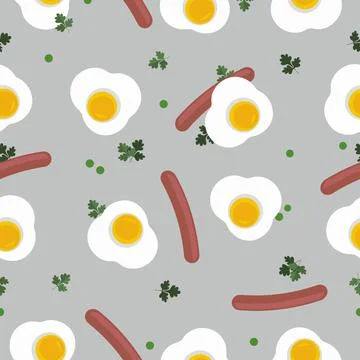 Pattern food egg and sausage vector Stock Illustration