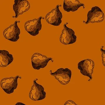 Pattern food fig sketch hand drawn Stock Illustration