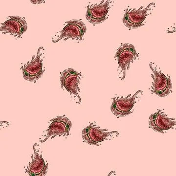 Pattern food guava fruit sketch hand drawn Stock Illustration