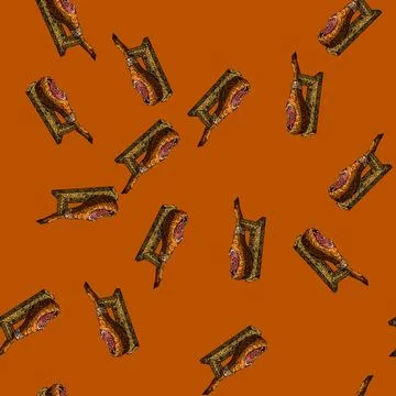Pattern food ham meat sketch hand drawn Stock Illustration