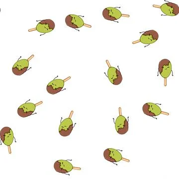 Pattern food ice cream character cartoon vector Stock Illustration