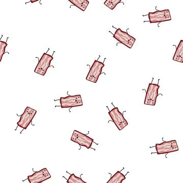 Pattern food meat character cartoon vector Stock Illustration