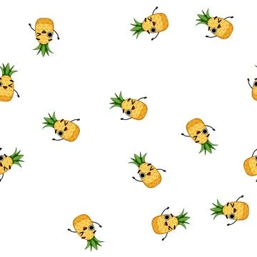 Pattern food pineapple character cartoon vector Stock Illustration