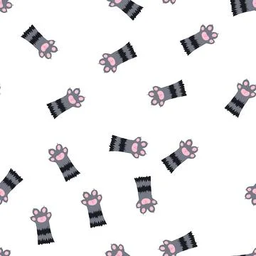 Pattern foot cat paw cartoon vector Stock Illustration