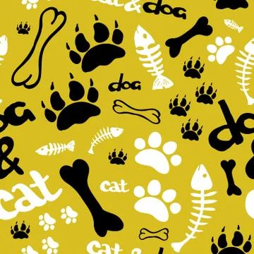 Pattern with footprints and bones Illustrazione stock