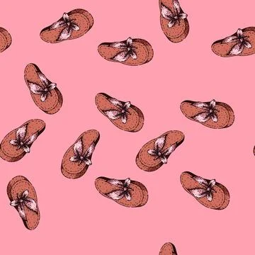 Pattern footwear flip flops sketch hand drawn Stock Illustration