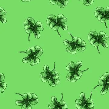 Pattern forage clover sketch hand drawn Stock Illustration