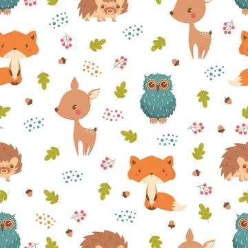 Pattern with forest animals Stock Illustration
