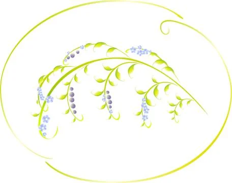 Pattern in the form of berry and blue flower branch. EPS10 vector illustration Stock Illustration