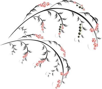 Pattern in the form of berry and red flower branches. EPS10 vector illustration Stock Illustration