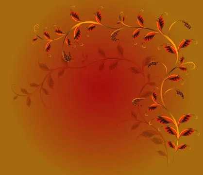 Pattern in the form of branches with red flowers. EPS10 vector illustration Stock Illustration