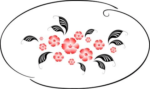 Pattern in the form of a circle with red flowers. EPS10 vector illustration Stock Illustration