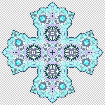 Pattern in the form of a cross. Different colors, blue and green shade. Illustration