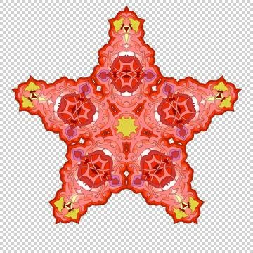 Pattern in the form of a five-pointed red star. Different colors. Illustration