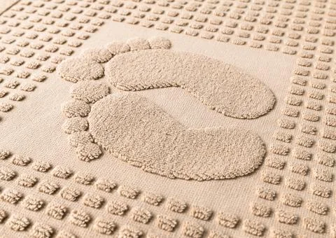 Pattern in the form of footprints on a terry towel 写真素材