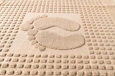Pattern in the form of footprints on a terry towel Foto stock