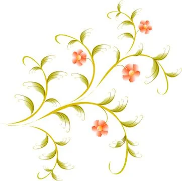 Pattern in the form of red flower branch. EPS10 vector illustration Stock Illustration