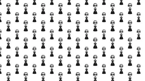 Pattern in the form of various monsters on a white background 3d-rendering 스톡 일러스트