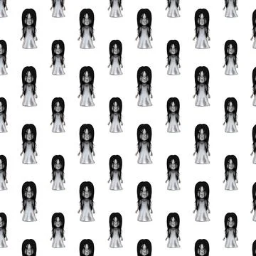 Pattern in the form of various monsters on a white background 3d-rendering イラスト素材
