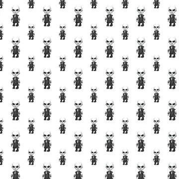 Pattern in the form of various monsters on a white background 3d-rendering Illustrazione stock