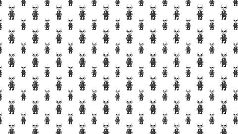 Pattern in the form of various monsters on a white background 3d-rendering Иллюстрация