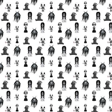 Pattern in the form of various monsters on a white background 3d-rendering イラスト素材