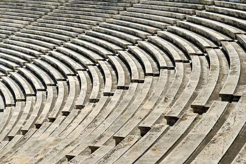 Pattern formed by the seating of the historic Olympic stadium in Athens, Greece Stock Photos