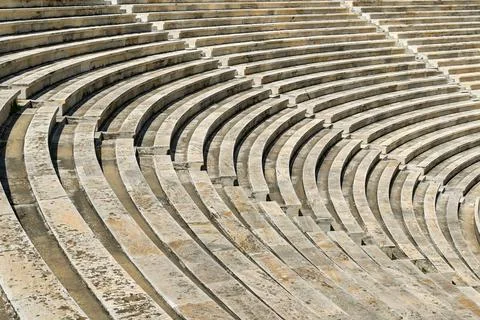 Pattern formed by the seating of the historic Olympic stadium in Athens, Greece Stock Photos