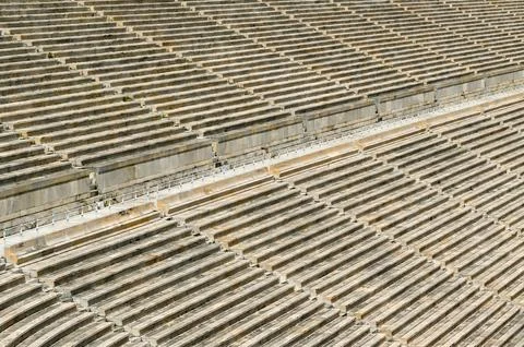 Pattern formed by the seating of the historic Olympic stadium in Athens, Greece Stock Photos
