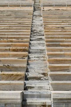 Pattern formed by the seating of the historic Olympic stadium in Athens, Greece Stock Photos
