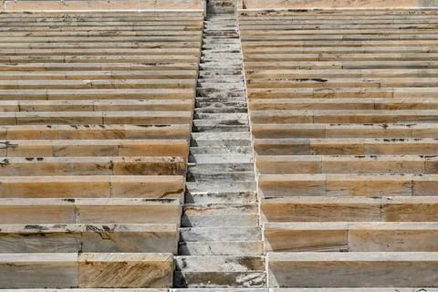 Pattern formed by the seating of the historic Olympic stadium in Athens, Greece Stock Photos