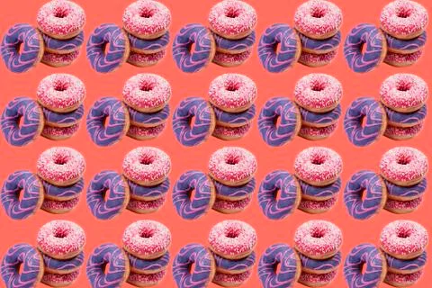 Pattern of four sweet donuts. Stock Photos