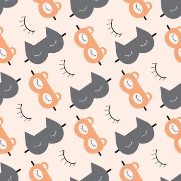Pattern of a fox and a cat sleeping mask Stock Illustration