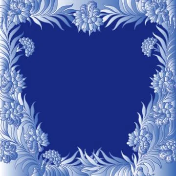 Pattern with a frame of frozen flowers Stock Illustration