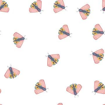 Pattern free boho moth cartoon vector Stock Illustration