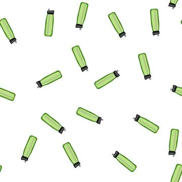 Pattern free water bottle reusable cartoon vector Stock Illustration