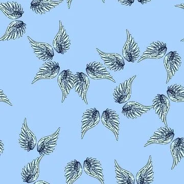 Pattern freedom wings sketch hand drawn Stock Illustration