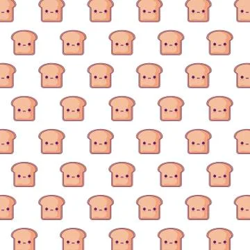 Pattern of fresh breads sliced kawaii style イラスト素材