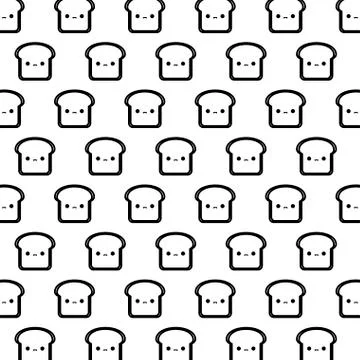 Pattern of fresh breads sliced kawaii style イラスト素材