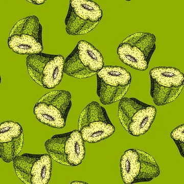 Pattern fresh chayote healthy sketch hand drawn Stock Illustration
