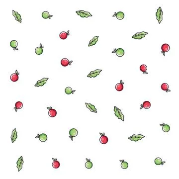 Pattern of fresh cherries with leafs 스톡 일러스트