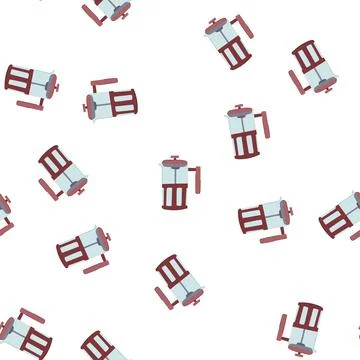 Pattern fresh french press coffee cartoon vector Stockillustratie