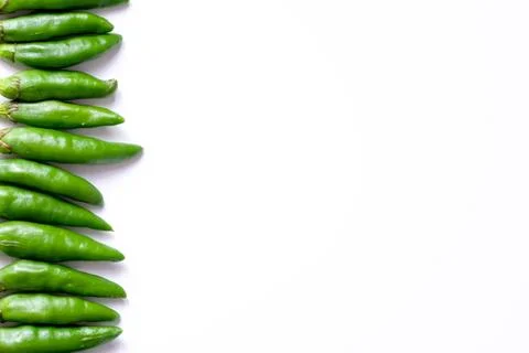 Pattern of fresh green bird's eye chilies or cabe rawit hijau Stock Photos