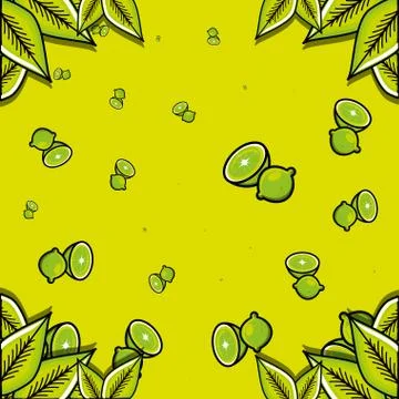 Pattern of fresh lemon fruit and leafs 스톡 일러스트