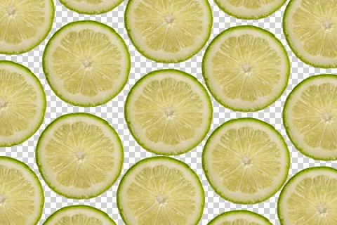 Pattern of fresh lime slices, circular cross-sections of green citrus fruit.. Stock Photos